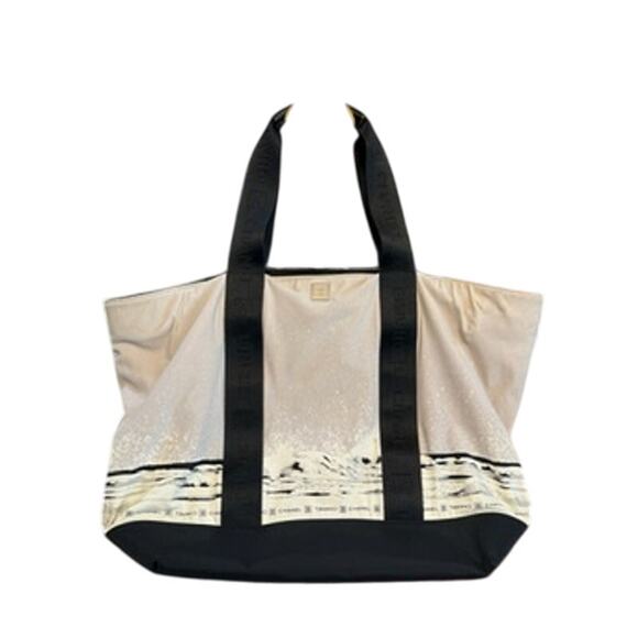 RARE Authentic CHANEL Sports Line High Summer Nylon Leather CC Tote Bag - Picture 8 of 16